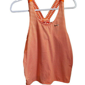 Nike Dri-Fit Orange and White Striped Racerback Tank- Women’s Small